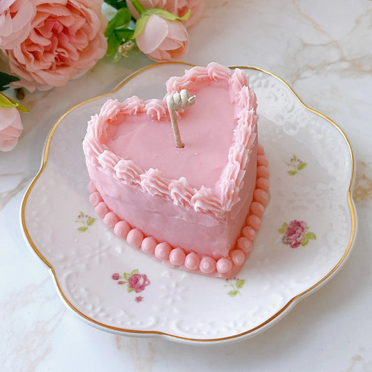 Pink Heart Cake Candle Gift